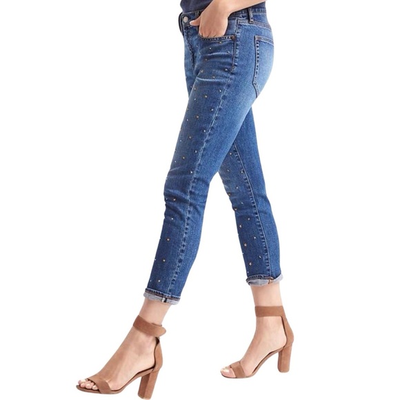 GAP Jeans AUTHENTIC 1969 Stud Best Girlfriend Y2K Star Ankle Dark Indigo Blue 30 - Picture 4 of 17